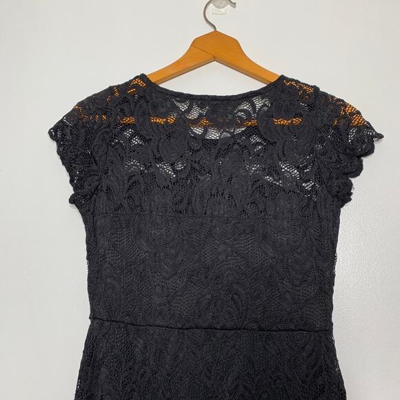 ODCOCD women's black lace short sleeve pencil cocktail dress Small - Picture 7 of 11